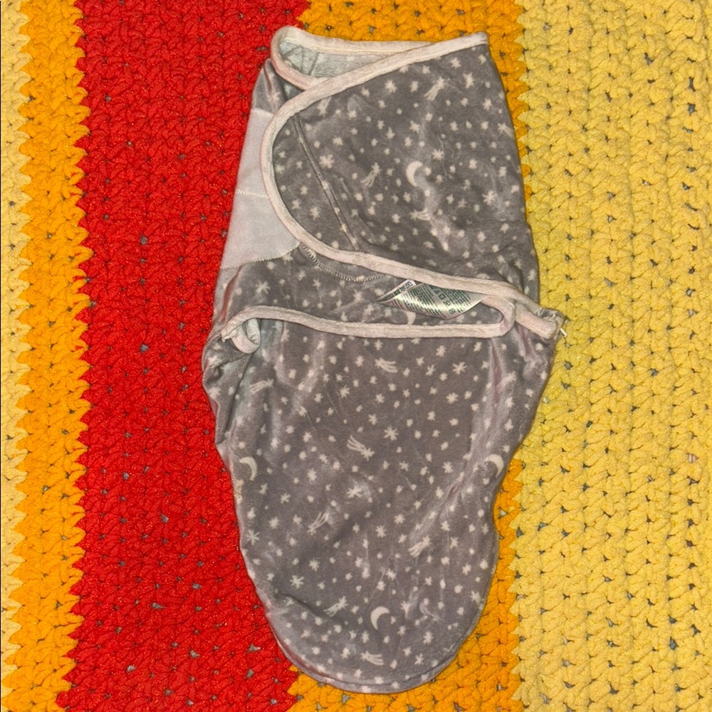 Gray Star and Moon Swaddle Blanket